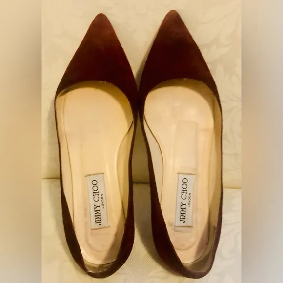 JIMMY CHOO London suede leather  Flat shoes maroon( size 6)