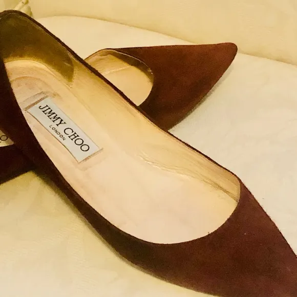 JIMMY CHOO London suede leather  Flat shoes maroon( size 6)