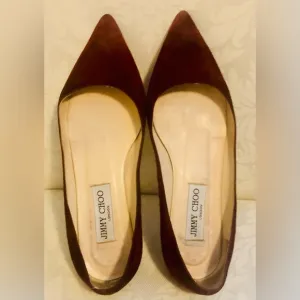 JIMMY CHOO London suede leather  Flat shoes maroon( size 6)