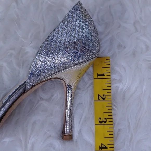 JIMMY Choo Silver Glitter Peep Toe Shoes