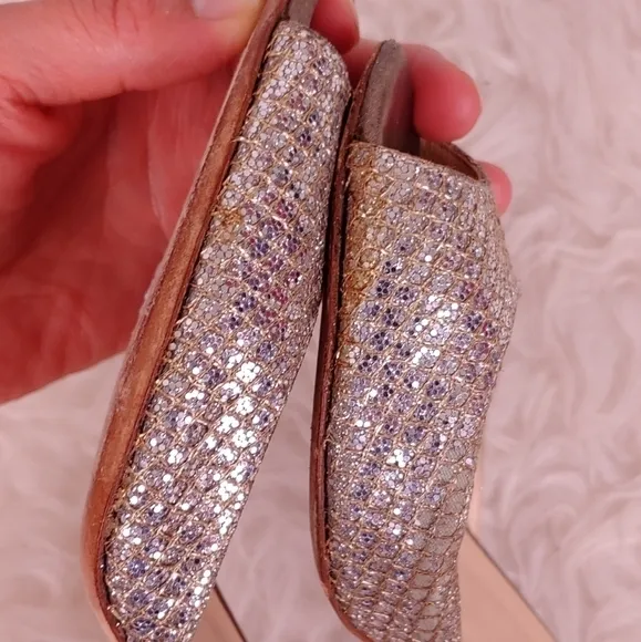 JIMMY Choo Silver Glitter Peep Toe Shoes