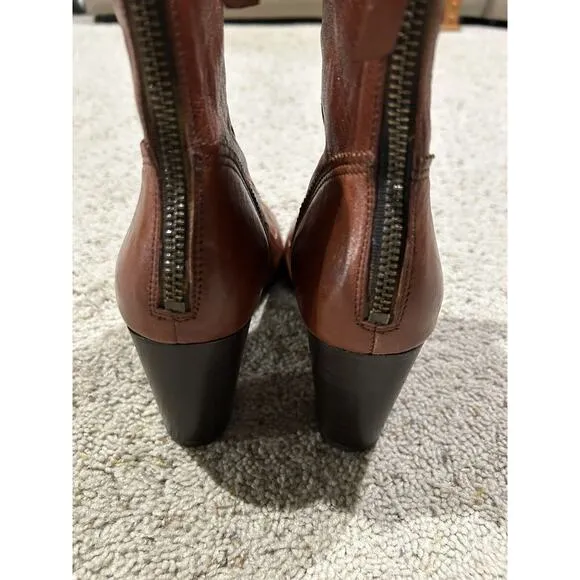 Johnston &amp; Murphy 9 (Fit 8-8.5) Leather Lace-Up/zip Heel Ankle Boots Bootie A24