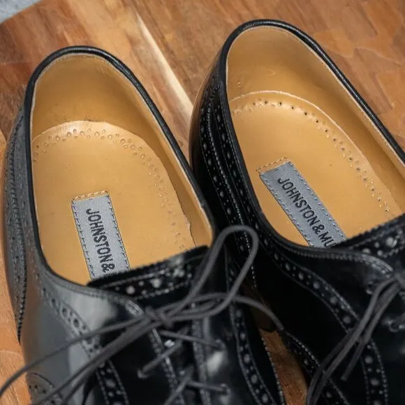 Johnston &amp; Murphy Black Men's Brogued Oxford Trampoline Comfort Sole Size 14 D/B