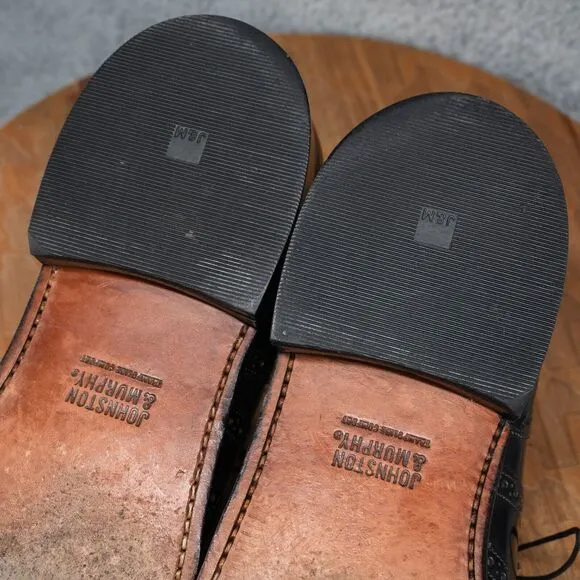 Johnston &amp; Murphy Black Men's Brogued Oxford Trampoline Comfort Sole Size 14 D/B