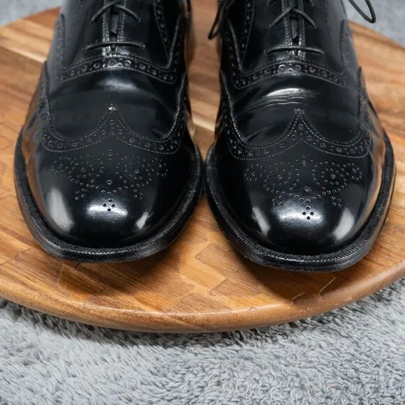 Johnston &amp; Murphy Black Men's Brogued Oxford Trampoline Comfort Sole Size 14 D/B