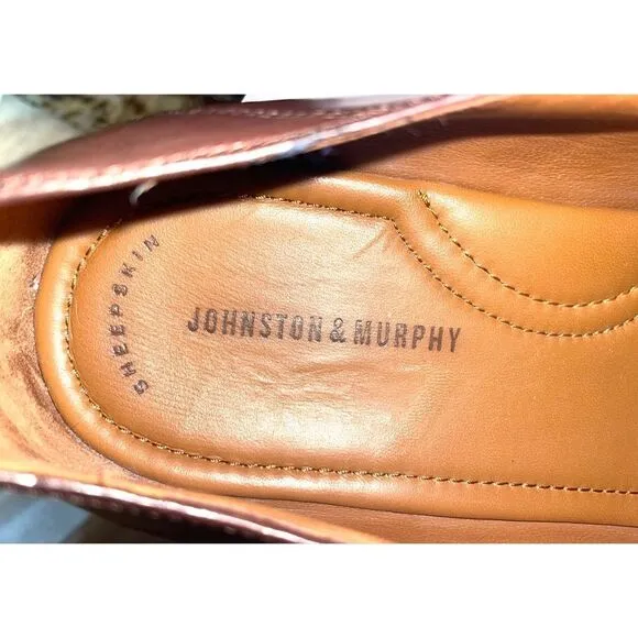 Johnston &amp; Murphy Nolen Double Monk Cap Toe Brown Leather Men’s Loafers Shoes 9M