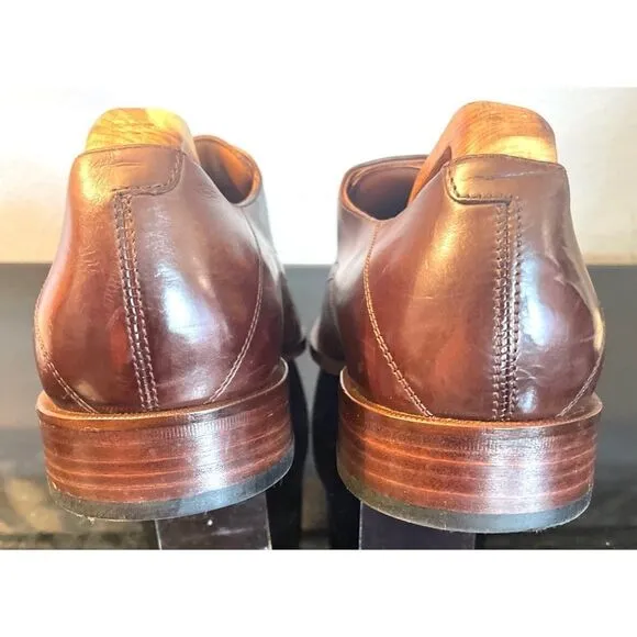 Johnston &amp; Murphy Nolen Double Monk Cap Toe Brown Leather Men’s Loafers Shoes 9M
