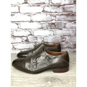 Johnston &amp; Murphy Sheepskin Brown Leather Double Monk Strap Cap Toe Shoes 10.5M