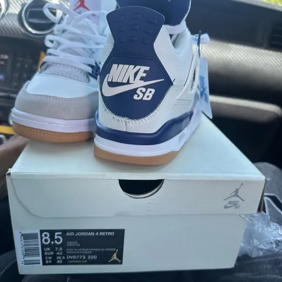 Jordan 4 White and Blue Sneakers