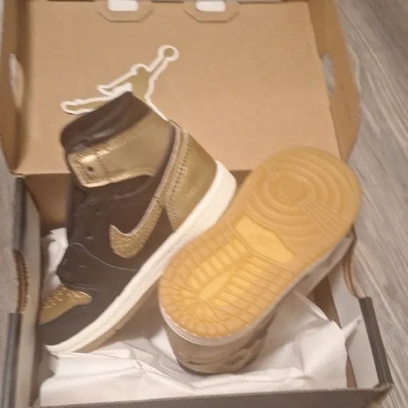 Jordan Black and Gold Air Sneakers