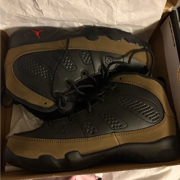 Jordan Black and Olive Sneakers with Sleek Design