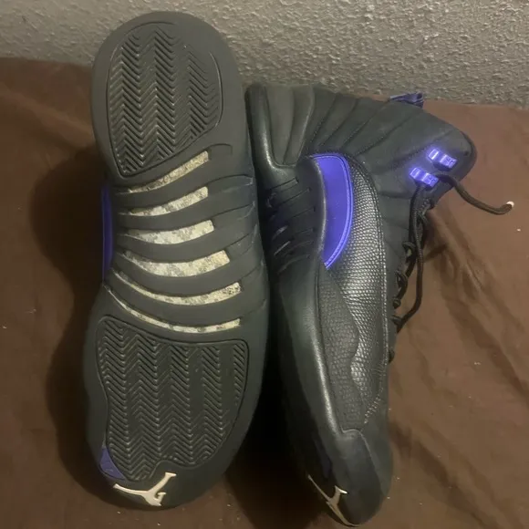 Jordan Black and Purple High-Top Sneakers with Sleek Design