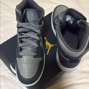 Jordan Gray Mid-Top Sneakers with Shimmery Upper