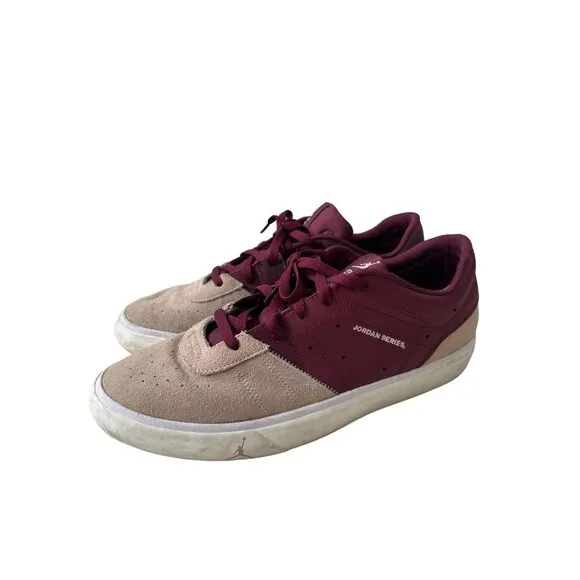 JORDAN Men’s Burgundy Leather Suede Series Sneakers Size 13