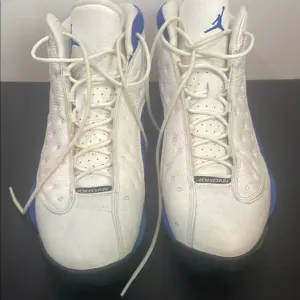 Jordan White and Blue High-Top Sneakers with Ankle Support