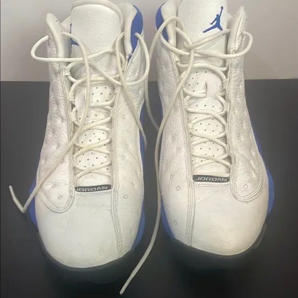 Jordan White and Blue High-Top Sneakers with Ankle Support