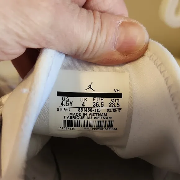 Jordan White Sneakers with Textured Fabric and Heel Support