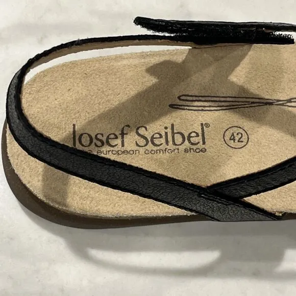 Josef Seibel NEW Sandals Riley Strappy Comfort Shoes Silver Black Cork EU 42 11