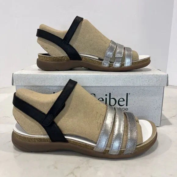Josef Seibel NEW Sandals Riley Strappy Comfort Shoes Silver Black Cork EU 42 11