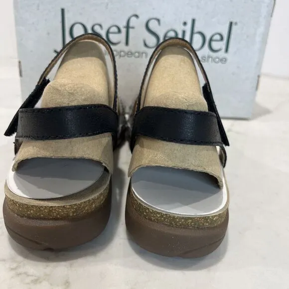 Josef Seibel NEW Sandals Riley Strappy Comfort Shoes Silver Black Cork EU 42 11