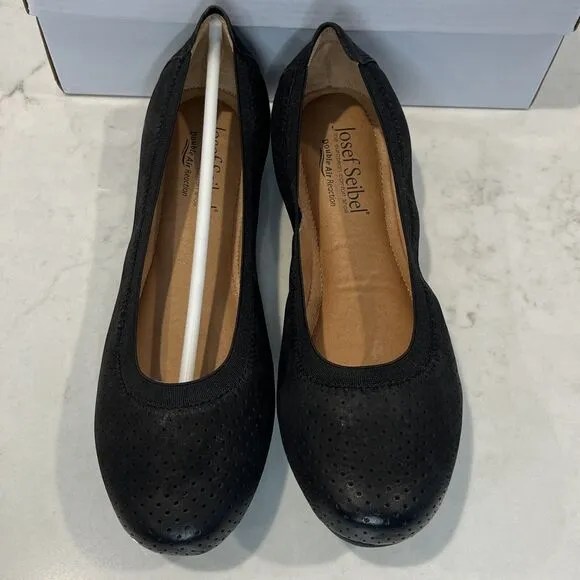 Josef Seibel Pippa Black Suede Comfort Ballet Flats Shoes EU 37 US 6 - 6.5 NWB