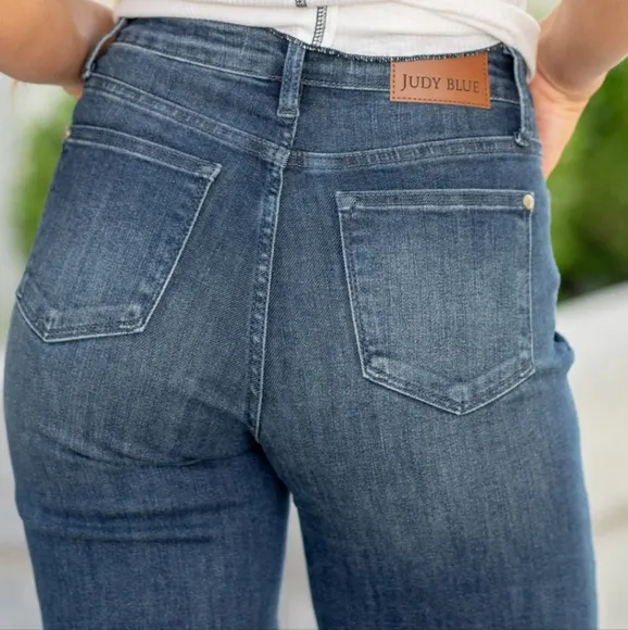 Judy Blue Jeans Hear Me Out Mid Rise Tummy Control Top Straight Leg