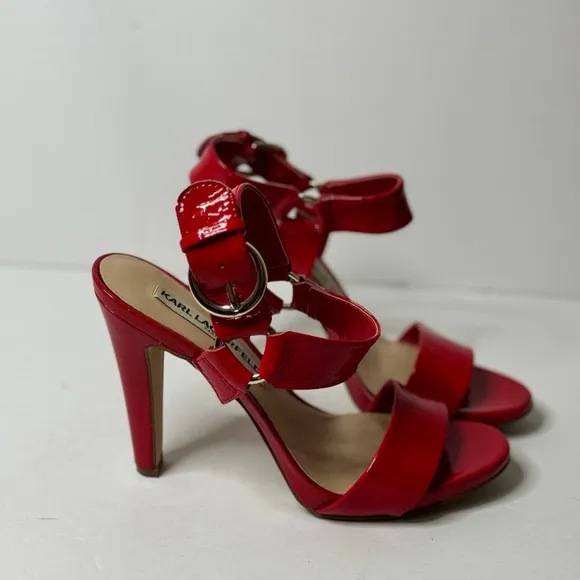 Karl Lagerfeld Paris Shoes Womens Size 6 Red Leather Kyra Stiletto Open Toe