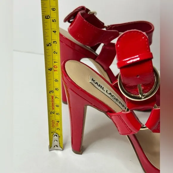 Karl Lagerfeld Paris Shoes Womens Size 6 Red Leather Kyra Stiletto Open Toe