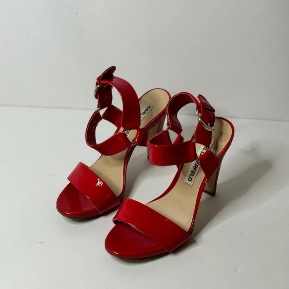Karl Lagerfeld Paris Shoes Womens Size 6 Red Leather Kyra Stiletto Open Toe