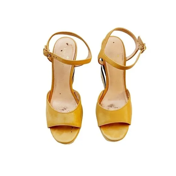 Kate Spade Deanne Open Toe Striped Wedge Sandals Size 8.5