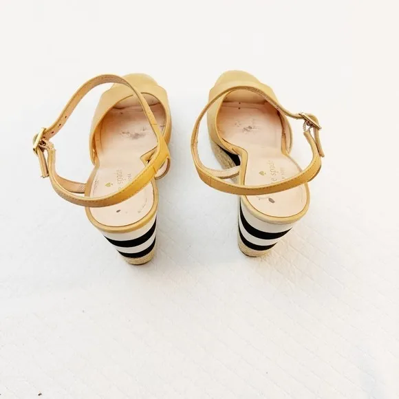 Kate Spade Deanne Open Toe Striped Wedge Sandals Size 8.5