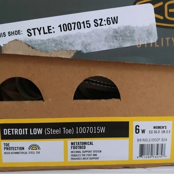 Keen Women's Size 6 Brindle Deep Sea Detroit Low Steel Toe Sneakers NEW Hiking