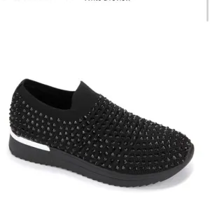 Kenneth Cole Cameron Jewel Jogger Black Slip On Sneakers