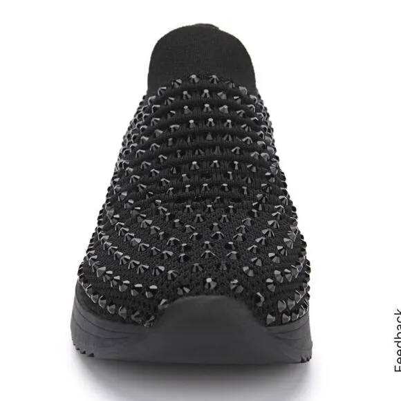 Kenneth Cole Cameron Jewel Jogger Black Slip On Sneakers