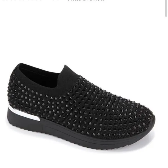 Kenneth Cole Cameron Jewel Jogger Black Slip On Sneakers