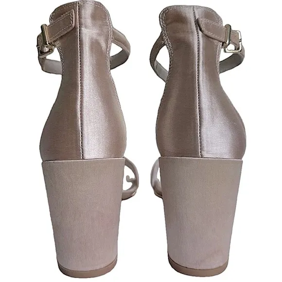 Kenneth Cole Lex OpenToe Block Heel Ankle Strap Sandals Champagne/Gold shoes 6.5