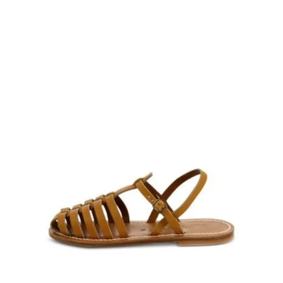 KJACQUES Womens Beige Adrien Round Toe Leather Gladiator Sandals Shoes 38