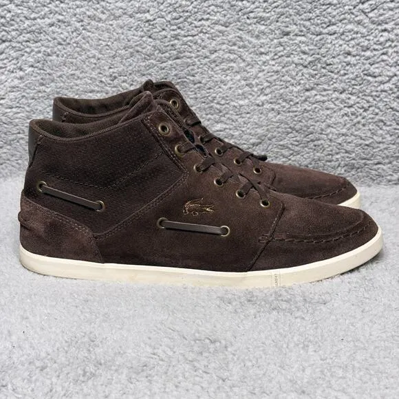 Lacoste Crosier Sail Mid Mens Size 10.5 Sneakers Shoes Brown Suede Comfort