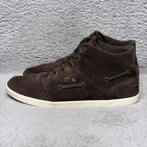 Lacoste Crosier Sail Mid Mens Size 10.5 Sneakers Shoes Brown Suede Comfort