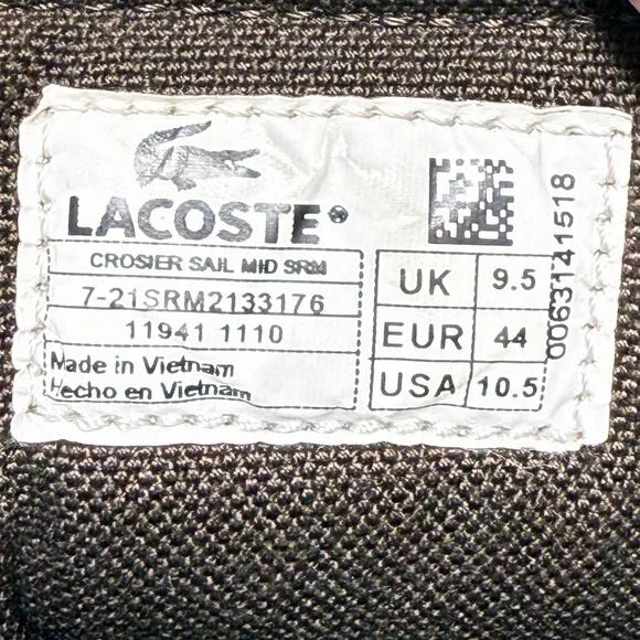 Lacoste Crosier Sail Mid Mens Size 10.5 Sneakers Shoes Brown Suede Comfort