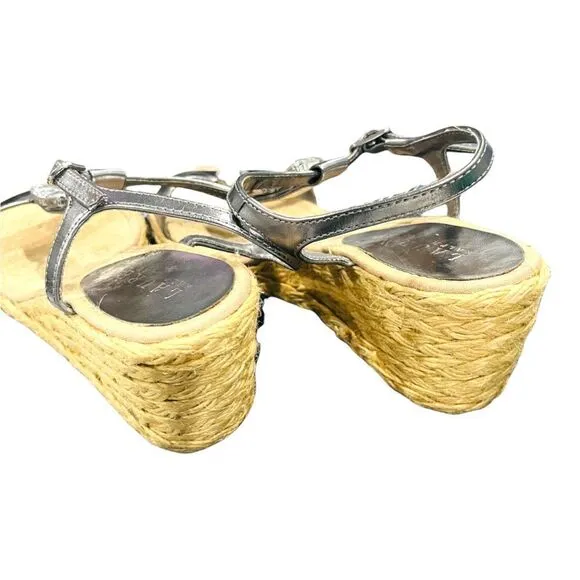 Lauren Ralph Lauren Corala Espadrille Rhinestone Wedge Sandals Size 7