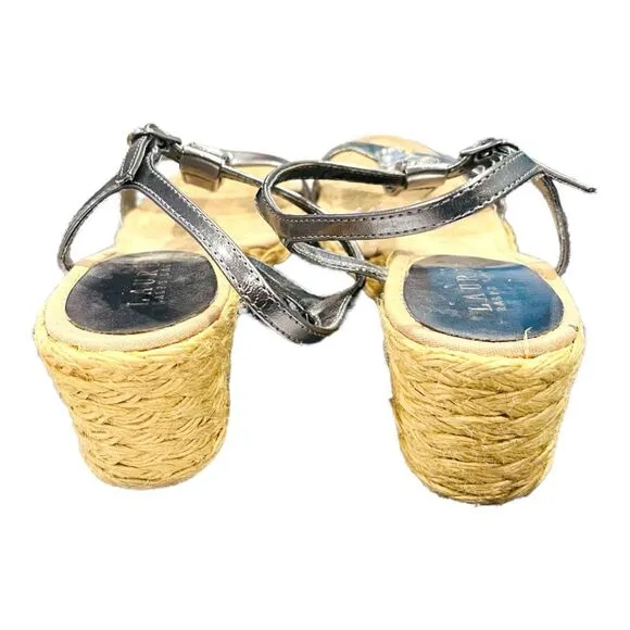 Lauren Ralph Lauren Corala Espadrille Rhinestone Wedge Sandals Size 7