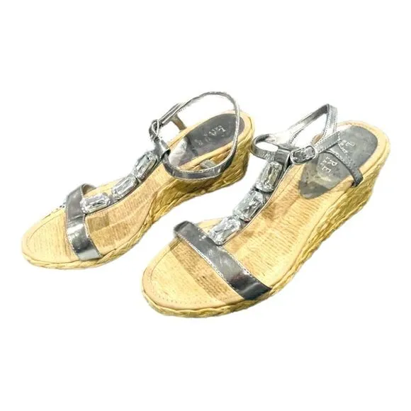 Lauren Ralph Lauren Corala Espadrille Rhinestone Wedge Sandals Size 7