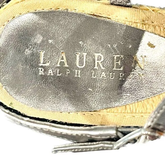 Lauren Ralph Lauren Corala Espadrille Rhinestone Wedge Sandals Size 7