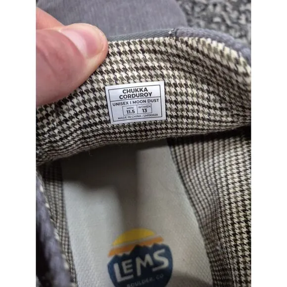 Lems Mens Size 11.5 Women 13 Chukka Corduroy Boots‎ Gray Ankle Comfort Shoes