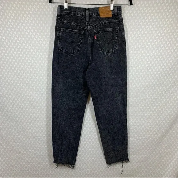 Levi’s Premium Faded Black Skater Raw Hem Mom Jeans