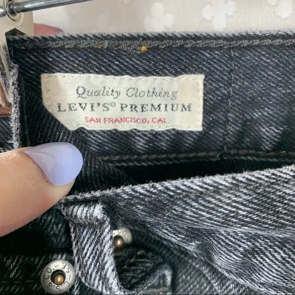 Levi’s Premium Faded Black Skater Raw Hem Mom Jeans