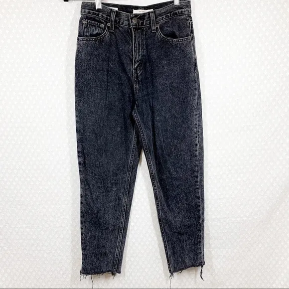 Levi’s Premium Faded Black Skater Raw Hem Mom Jeans
