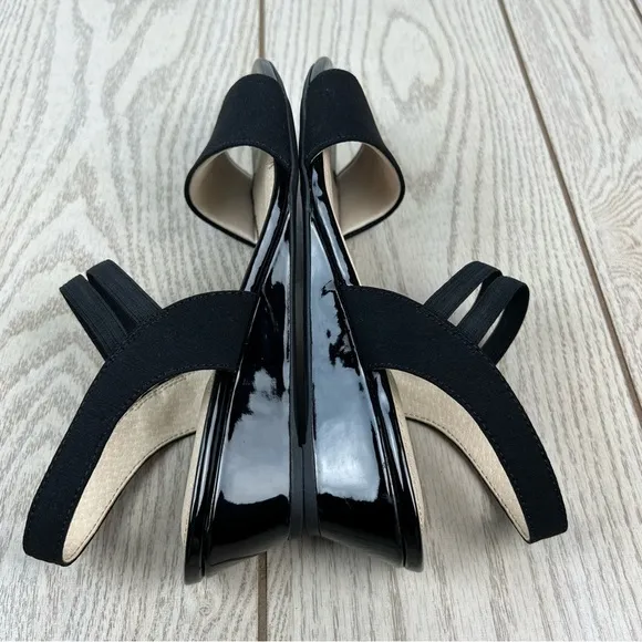 Lifestride Yolo Wedge Strappy Sandals 8.5M Black Fabric $70