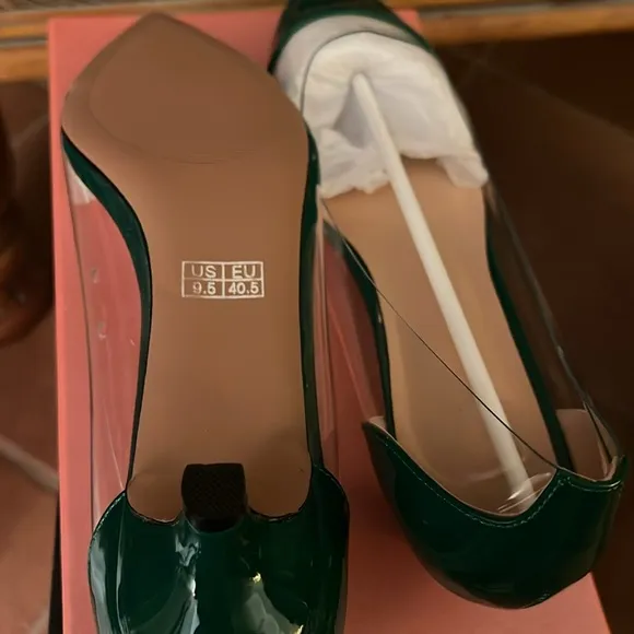 Low Kitten Heel Pointed Toe Pumps Clear Sexy Dress 1.4” Heels Slip-on Shoes